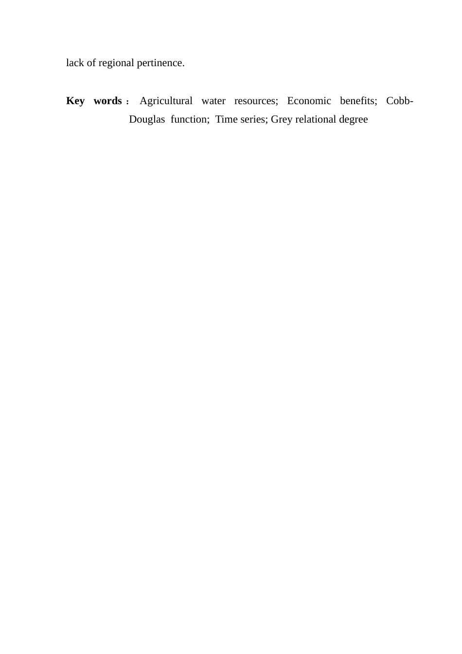 25年CH数学与应用数学 关键词：农业水资源；经济效益；Cobb-Douglas函数；时间序列；灰色关联度终稿-约12395字符.docx_第3页