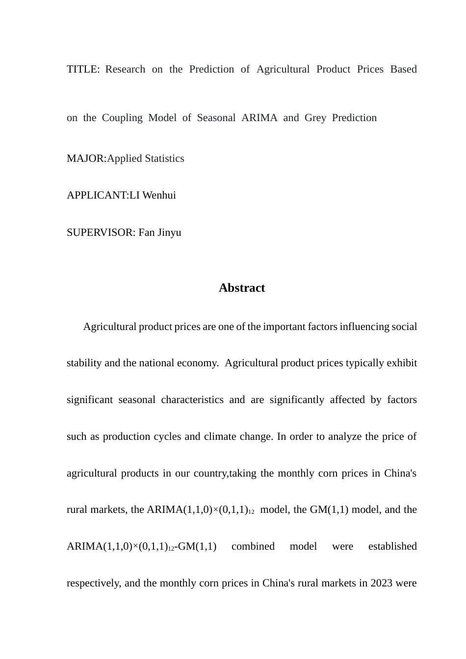 25年CH应用统计学 基于季节ARIMA与灰色预测耦合模型的农产品价格预测研究终稿-约11607字符.docx_第4页