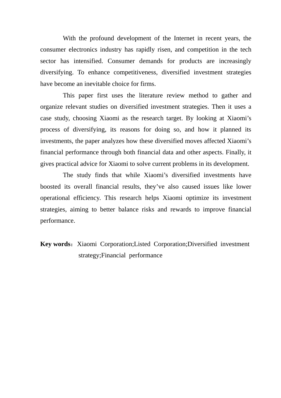 25年CH财务管理 小米公司多元化投资对财务绩效的影响终稿-约18317字符.docx_第3页