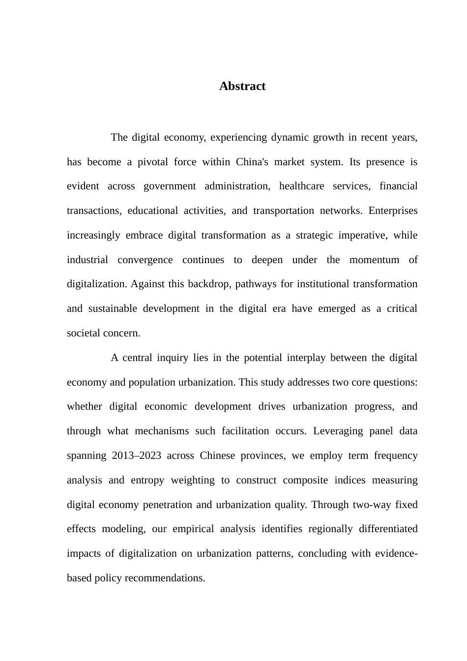 25年CH经济统计学 关键词：人口城镇化质量；数字经济；双向固定效应模型；空间异质性终稿-约9791字符.docx_第2页