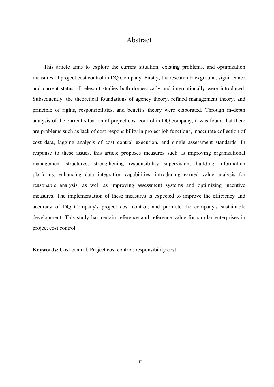 25年CH  中铁DQ公司项目成本控制问题研究-成教.pdf_第4页