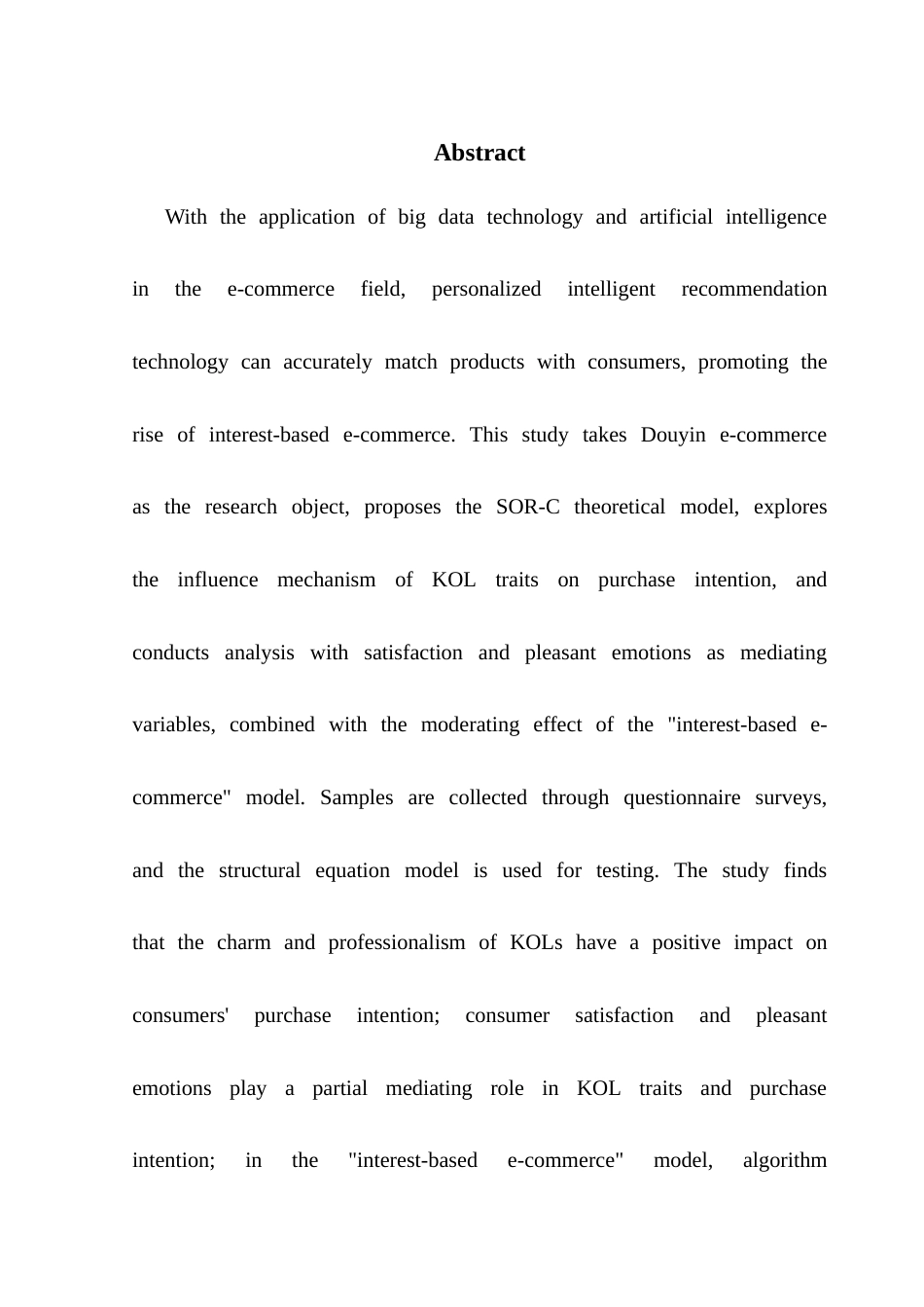 25年CH电子商务 抖音兴趣电商KOL对消费者购买意愿的影响研究终稿-约20388字符.docx_第4页
