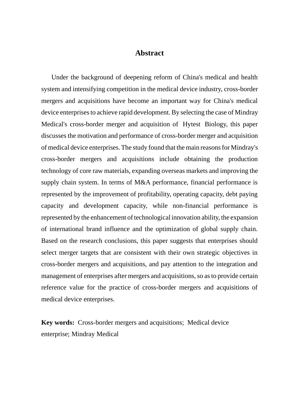 25年CH财务管理 关键词：跨境并购；医疗器械企业；迈瑞医疗终稿-约15285字符.docx_第3页