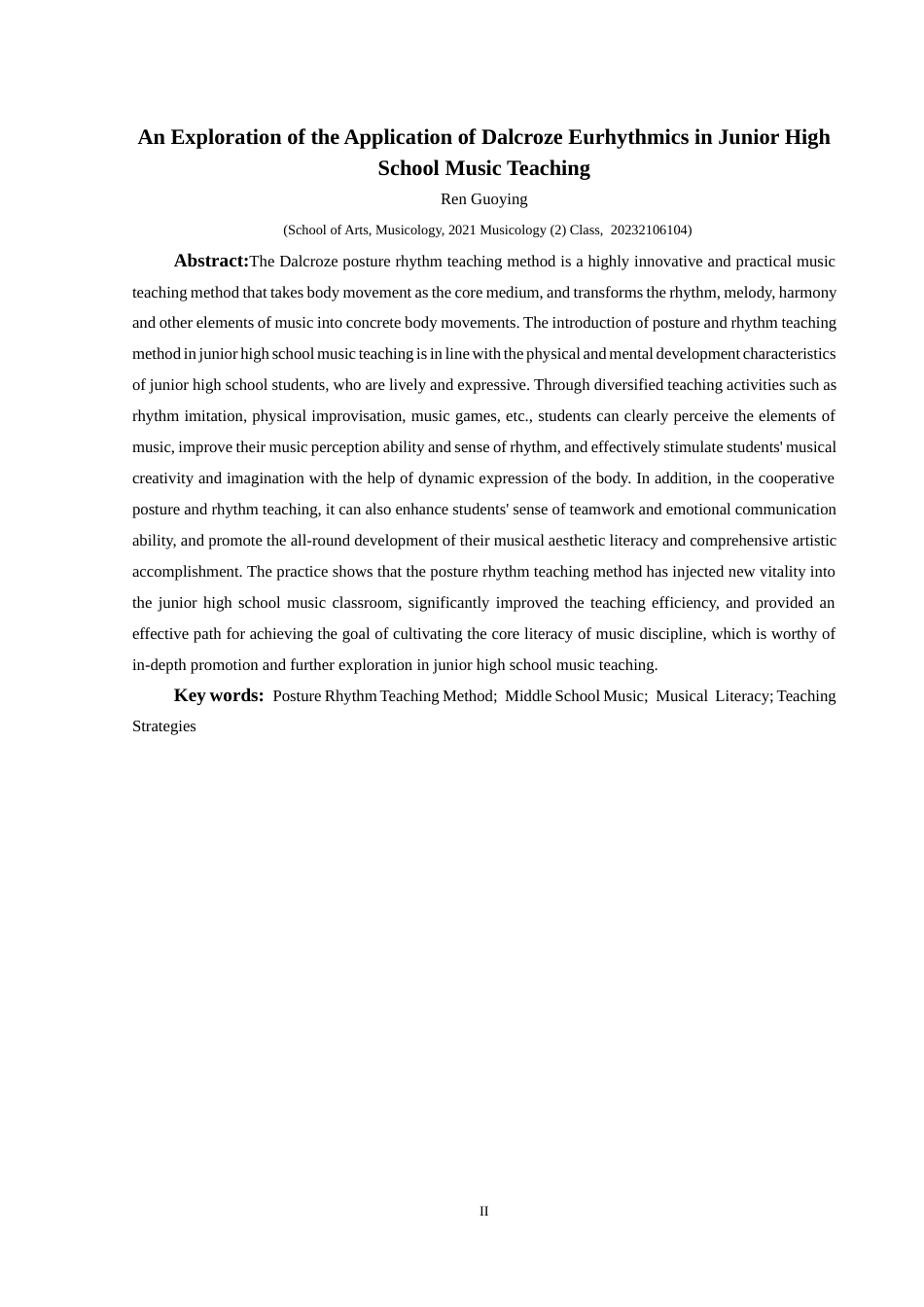 25年CH音乐学 达尔克罗兹体态律动教学法在初中音乐教学中的运用探究论文(终)-约9250字符.docx_第3页