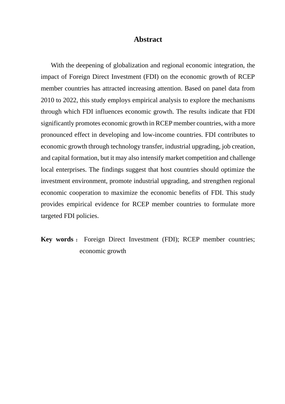 25年CH国际经济与贸易 外商直接投资（FDI）对于RCEP成员国经济增长的影响实证研究终稿-约13522字符.docx_第3页