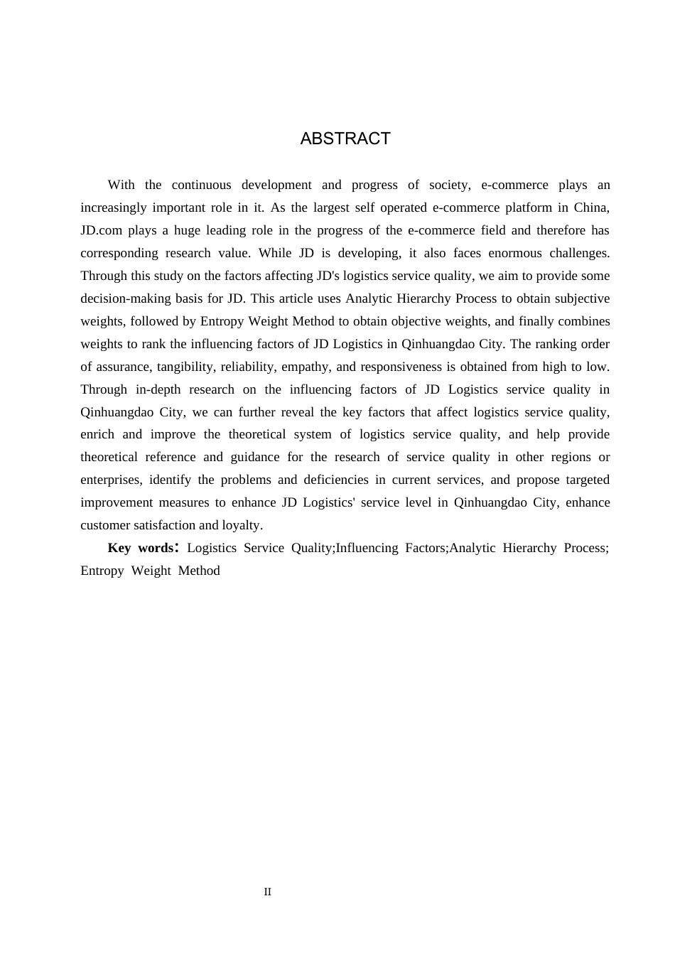 25年CH物流管理 秦皇岛市京东物流服务质量影响因素研究终稿-约20721字符.docx_第3页