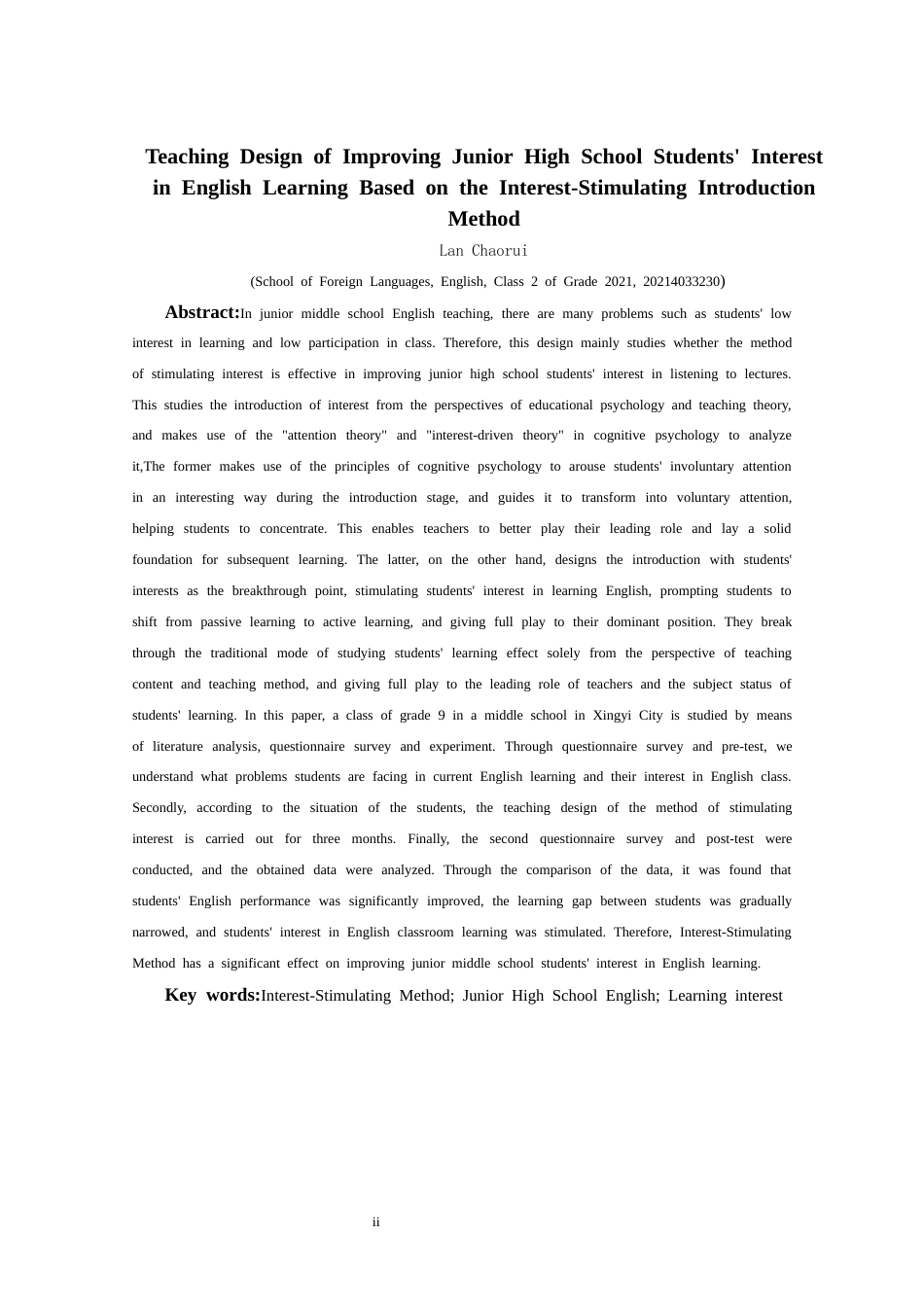 25年CH英语 基于激趣导入法提高初中生英语学习的兴趣的教学设计TeachingDesignofImprovingJuniorHighSchoolStud d(终)-约12618字符.docx_第4页