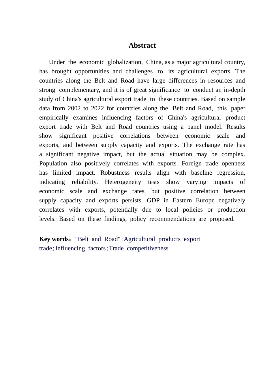 25年CH国际经济与贸易 最终稿我国农产品出口贸易的影响因素研究-基于“-带-路”国家的面板数据分析终稿-约20956字符.docx_第3页