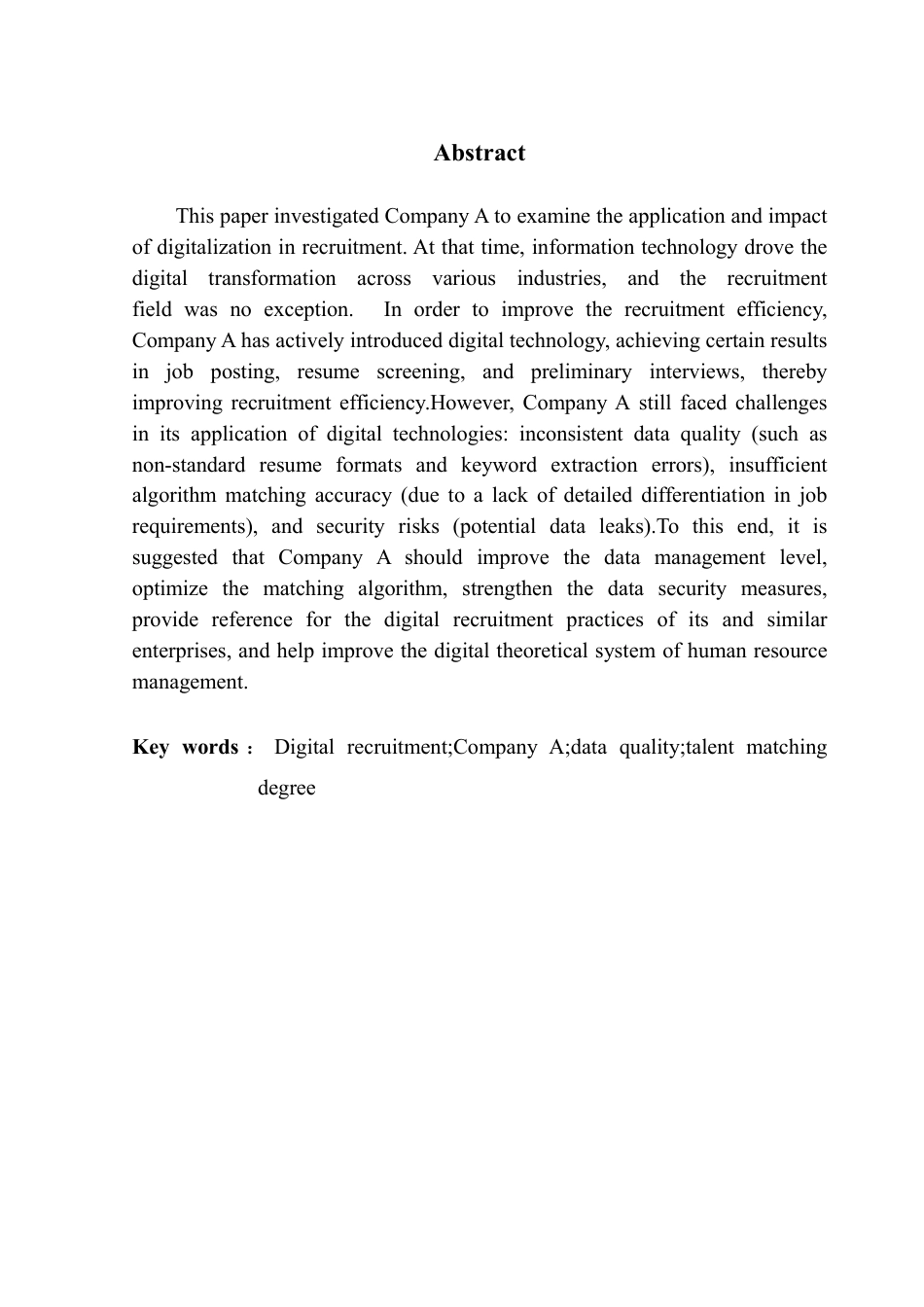 25年CH人力资源管理 数字化在招聘中的应用和影响-以A公司为例-约13831字符.pdf_第2页