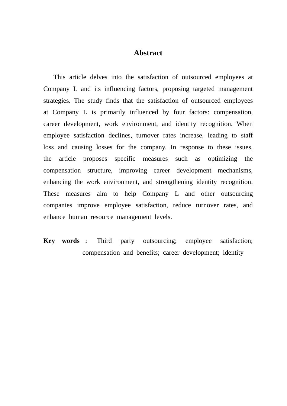 25年CH人力资源管理 第三方外包公司员工满意度分析及对策研究-以L公司为例终稿-约18757字符.docx_第3页