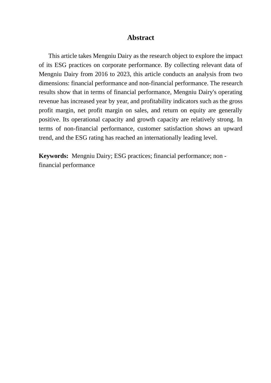 25年CH财务管理 关键词：蒙牛乳业；ESG实践；财务绩效；非财务绩效终稿-约14442字符.docx_第2页