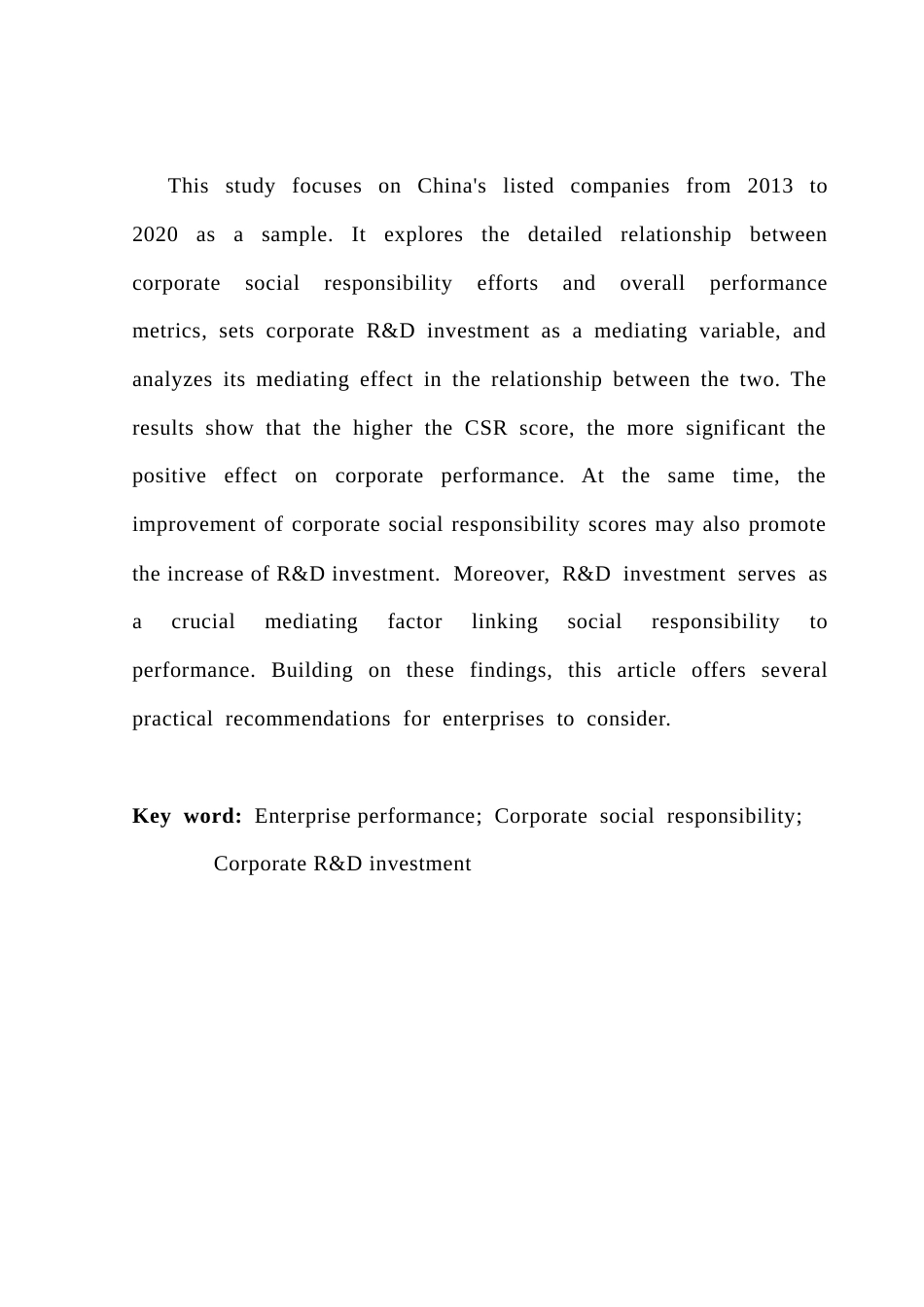 25年CH经济学 企业社会责任对企业绩效的影响研究——以企业研发投入为中介效应终稿-约11469字符.docx_第3页