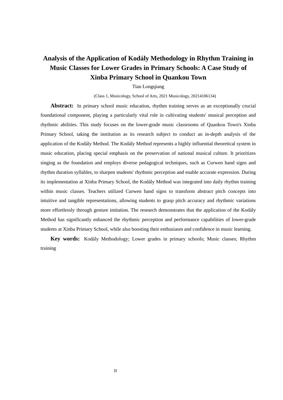 25年CH音乐学 浅析柯达伊教学法在小学低学段音乐课堂节奏训练中的应用——以泉口镇新坝小学为例(终)-约11315字符.docx_第6页