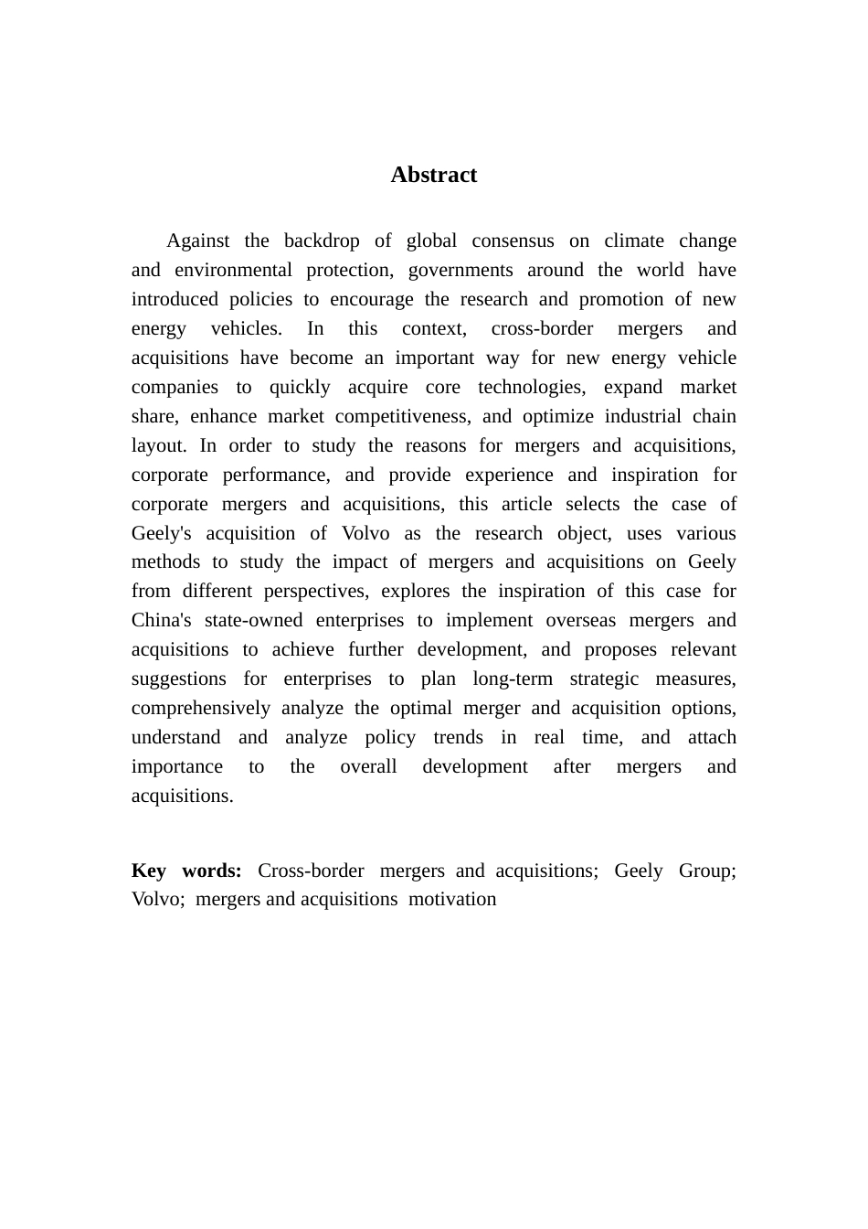 25年CH国际商务 全球视角下新能源汽车跨国并购的动因与绩效分析-以吉利并购沃尔沃为例终稿-约19384字符.docx_第2页