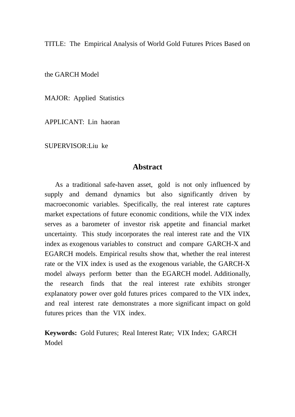 25年CH应用统计学 基于GARCH模型对世界黄金期货价格的实证分析终稿-约14376字符.docx_第3页