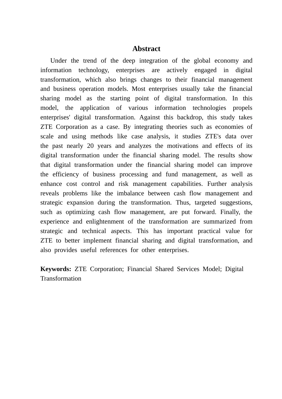 25年CH财务管理 财务共享模式下的数字化转型动因及效果分析-以中兴通讯为例终稿-约24438字符.docx_第2页