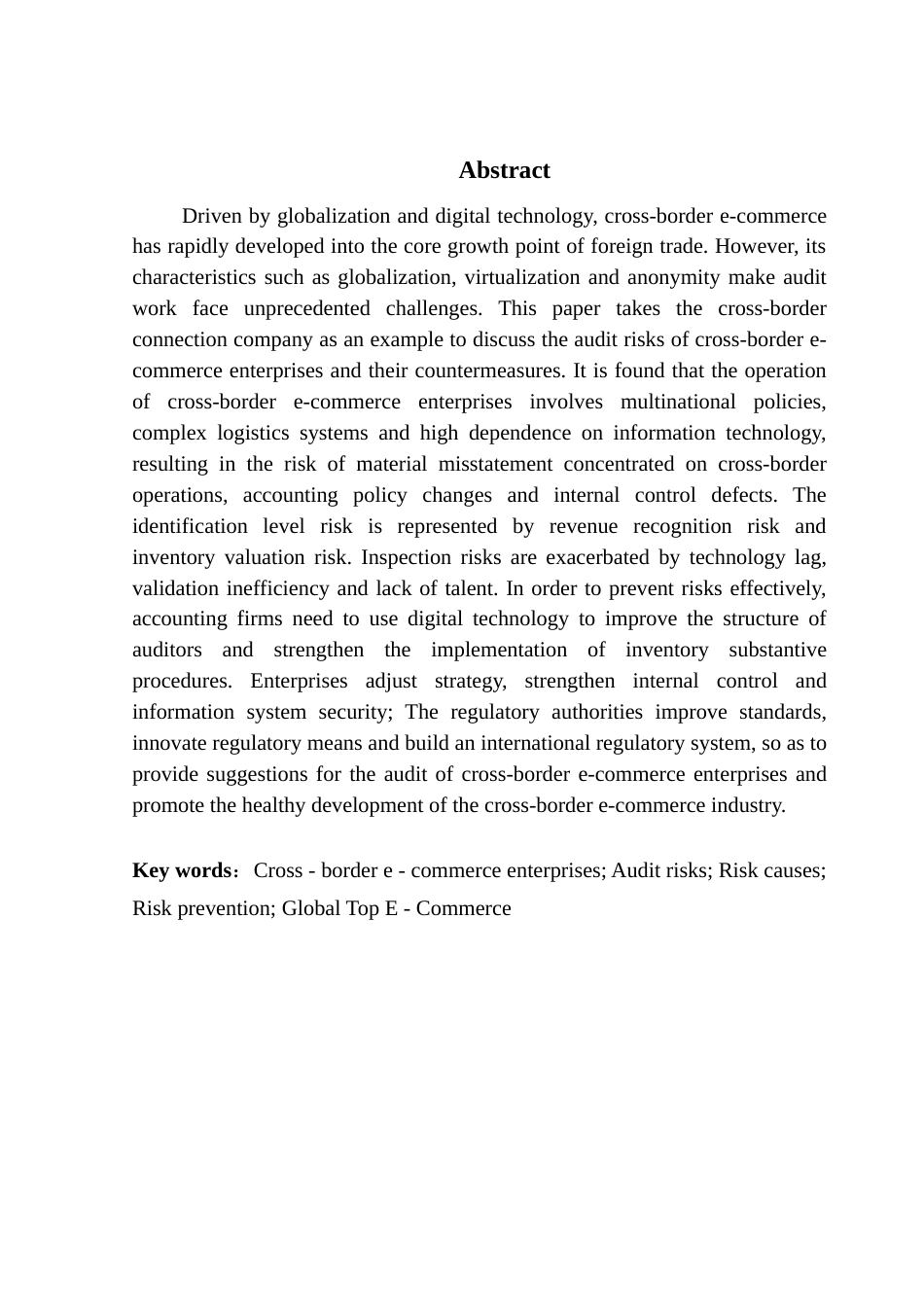 25年CH审计学 关键词：跨境电商企业；审计风险；风险成因；风险防范；跨境通公司终稿-约21265字符.docx_第3页
