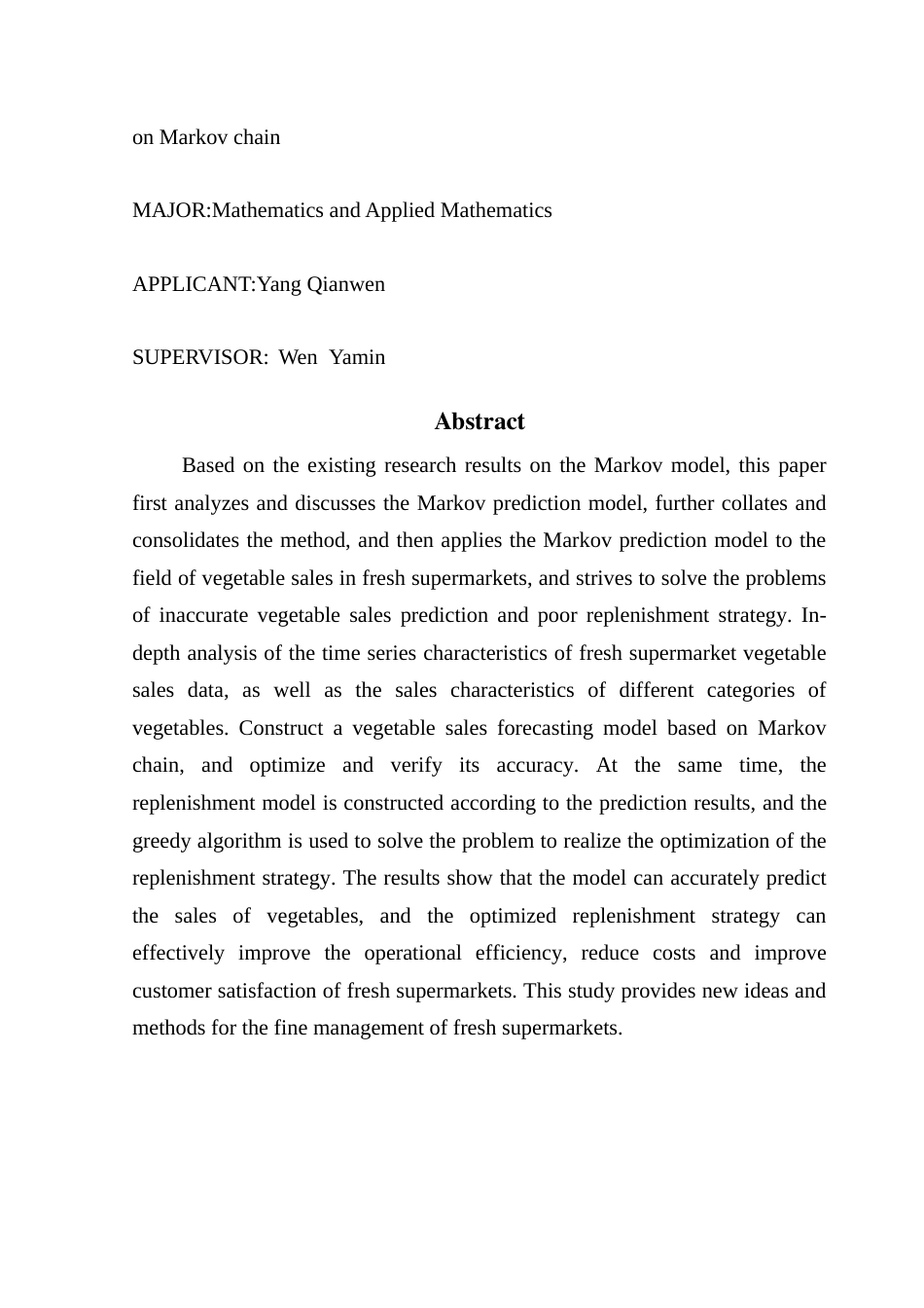 25年CH数学与应用数学 基于马尔科夫链的生鲜商超蔬菜销售预测优化模型终稿-约16050字符.docx_第3页