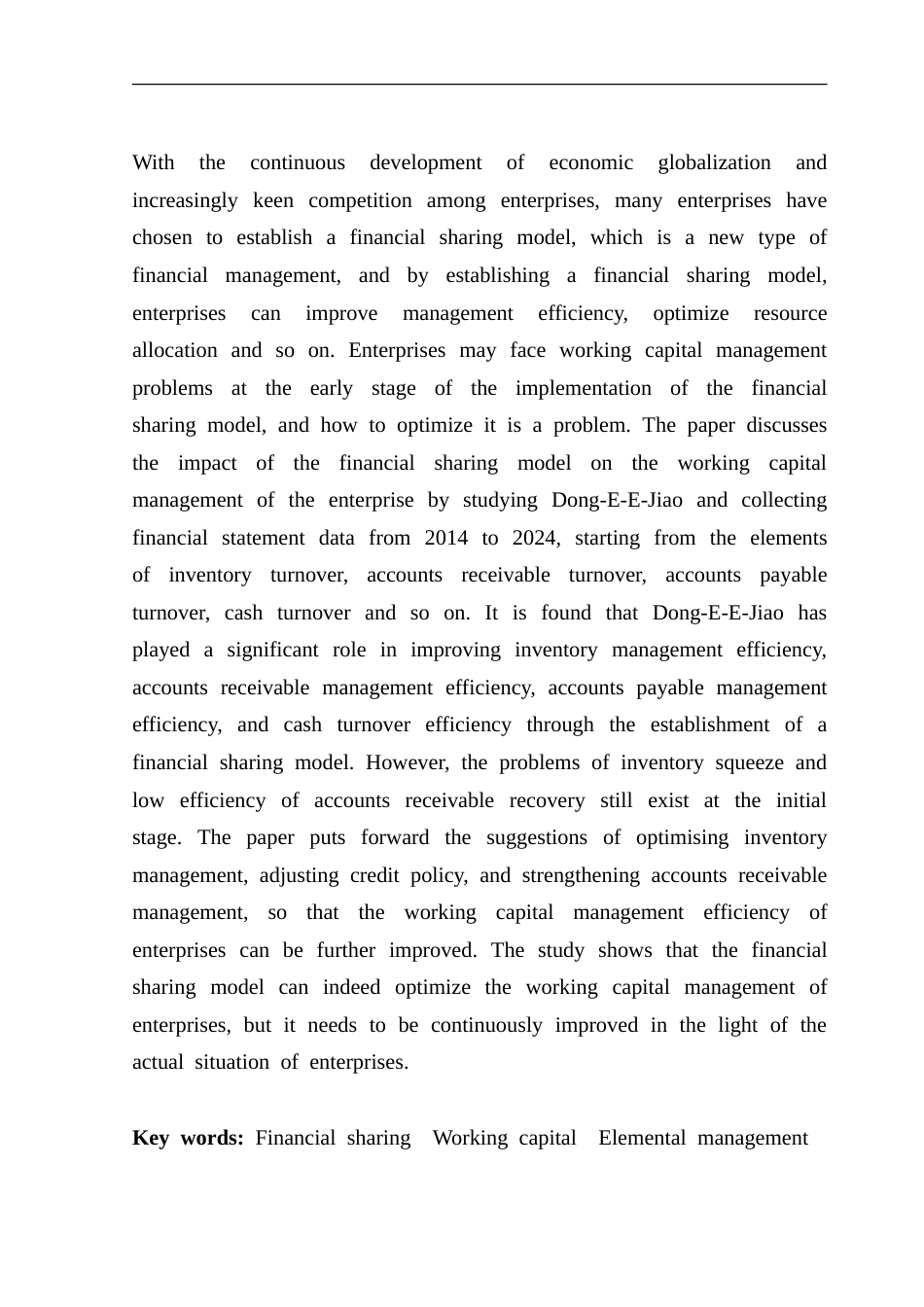 25年CH会计学英语 财务共享模式下企业营运资金管理研究_ Acasestu-约40867字符.doc_第4页