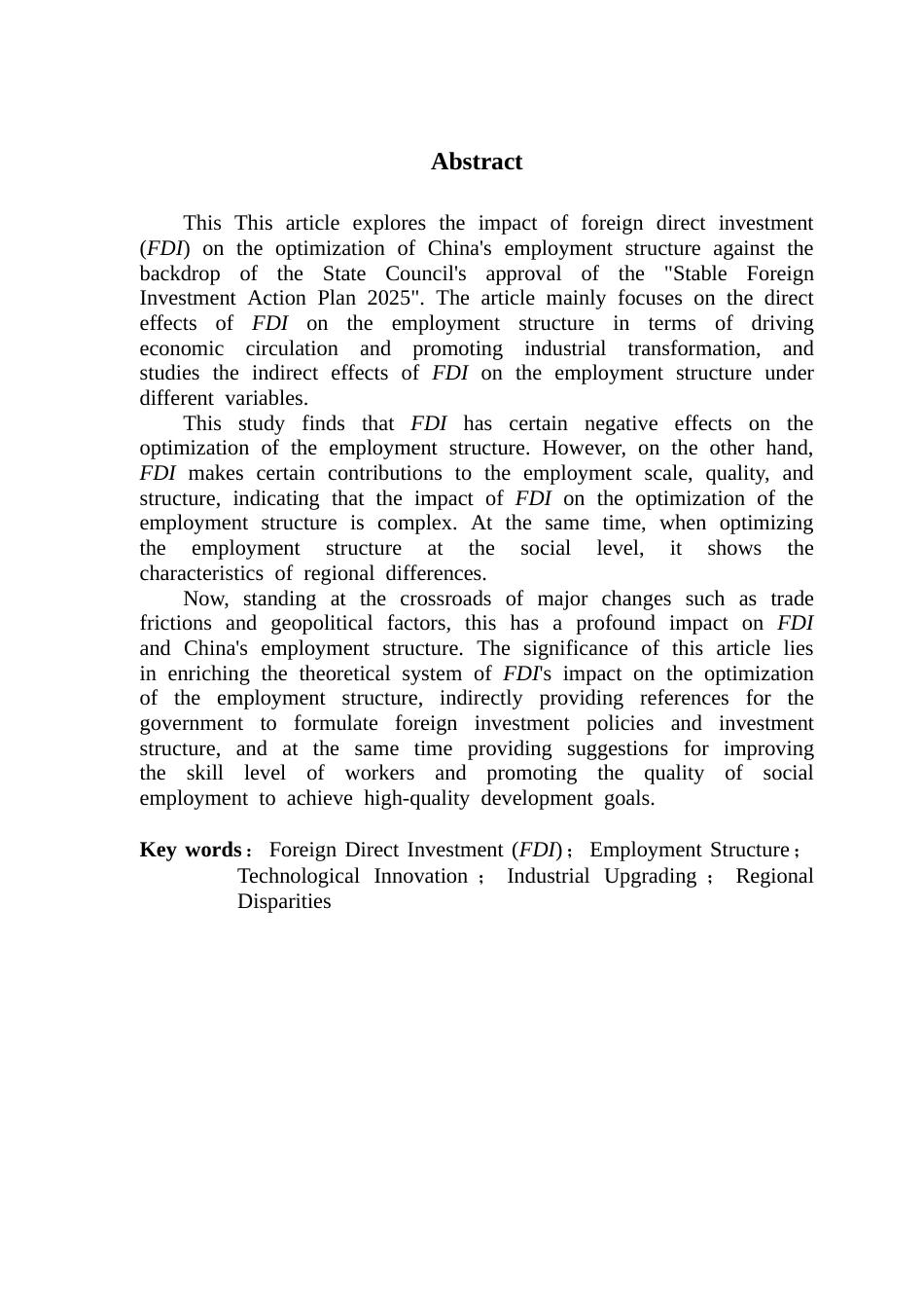 25年CH数字经济 外商直接投资对中国就业结构优化的影响研究终稿-约20454字符.docx_第3页