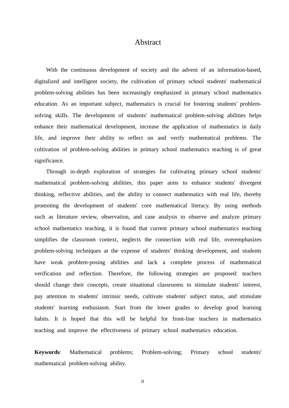 25年CH小学教育 小学生数学问题解决能力培养策略探究-约18454字符.doc_第2页