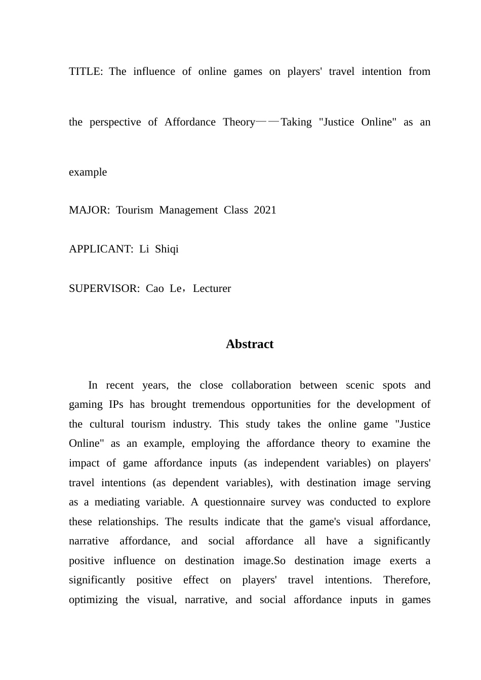25年CH旅游管理 可供性理论视域下网络游戏对玩家旅游意向的影响——以《逆水寒》为例终稿-约15128字符.docx_第2页