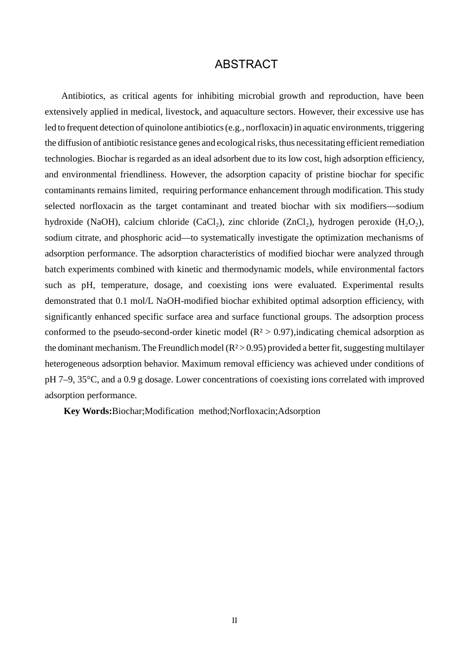 25年CH环境科学-改性生物炭对水中诺氟沙星的吸附性能研究终版-约15855字符.docx_第2页