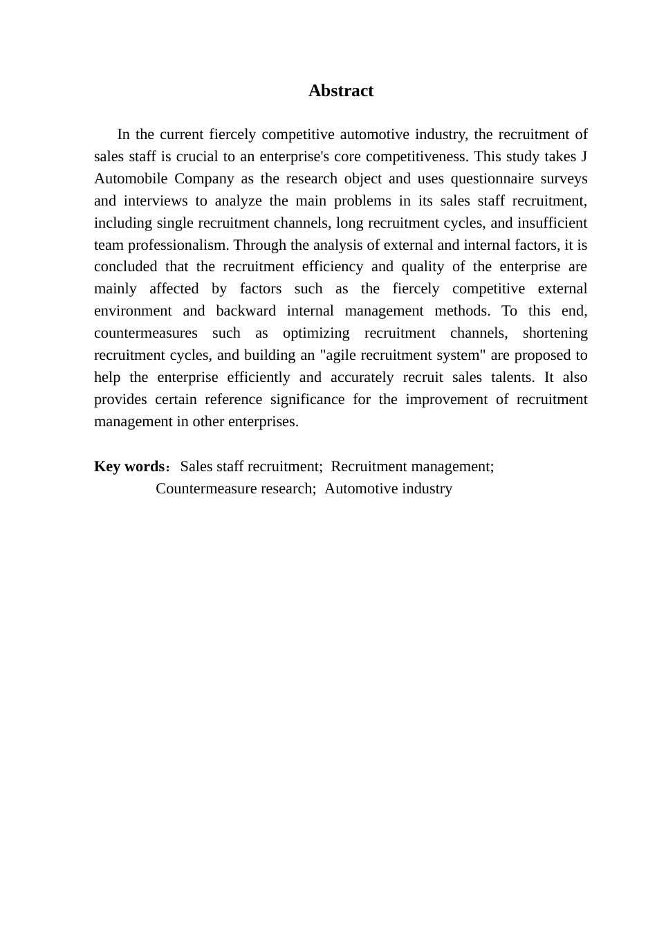 25年CH人力资源管理 J汽车公司销售员工招聘存在的问题及对策研究终稿-约12827字符.docx_第3页
