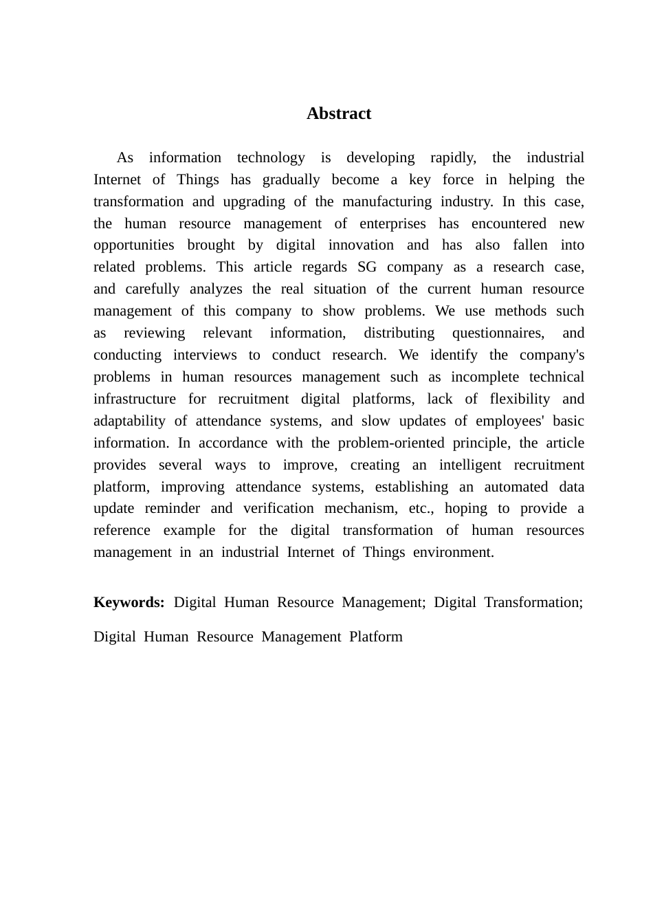 25年CH人力资源管理 工业物联网企业人力资源管理数字化改进策略研究-以SG公司为案例（终稿）终稿-约20258字符.docx_第2页