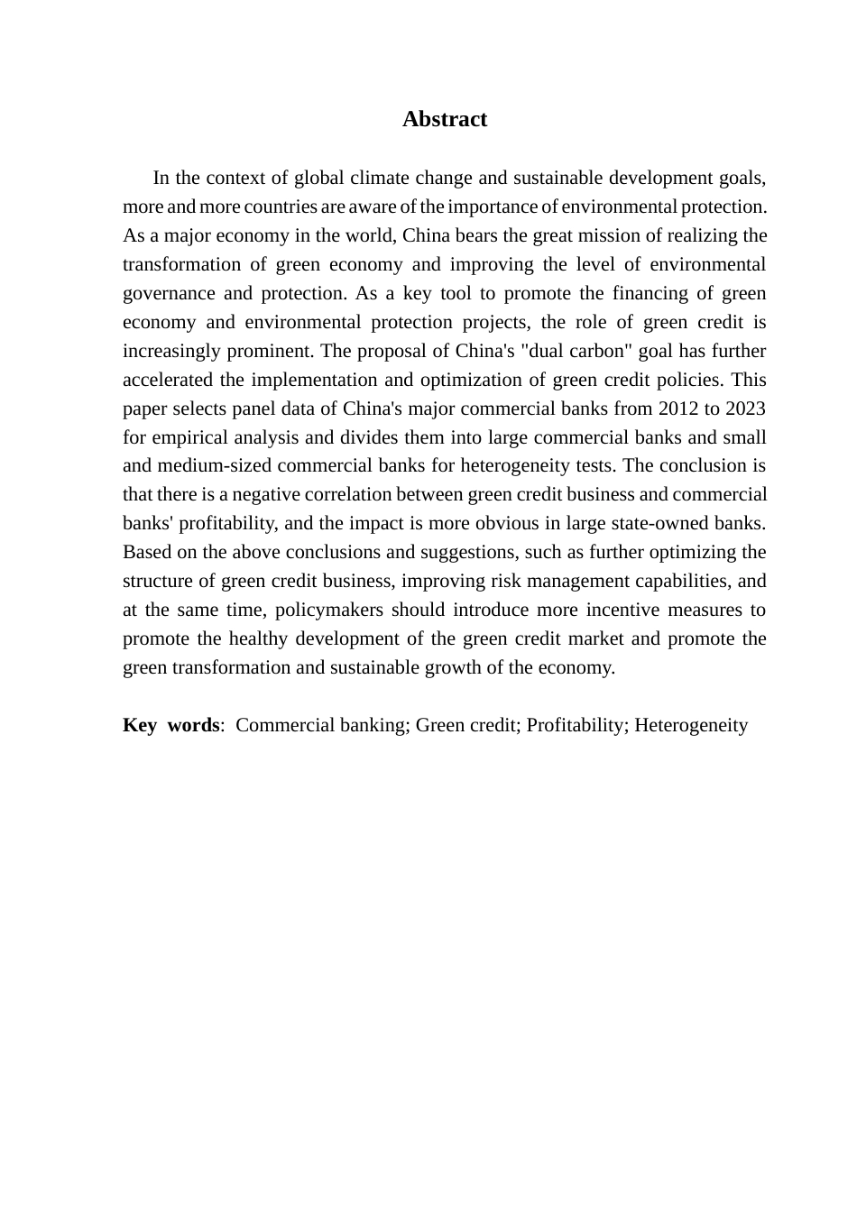 25年CH金融学 关键词：商业银行；绿色信贷；盈利能力；异质性终稿-约15304字符.docx_第3页