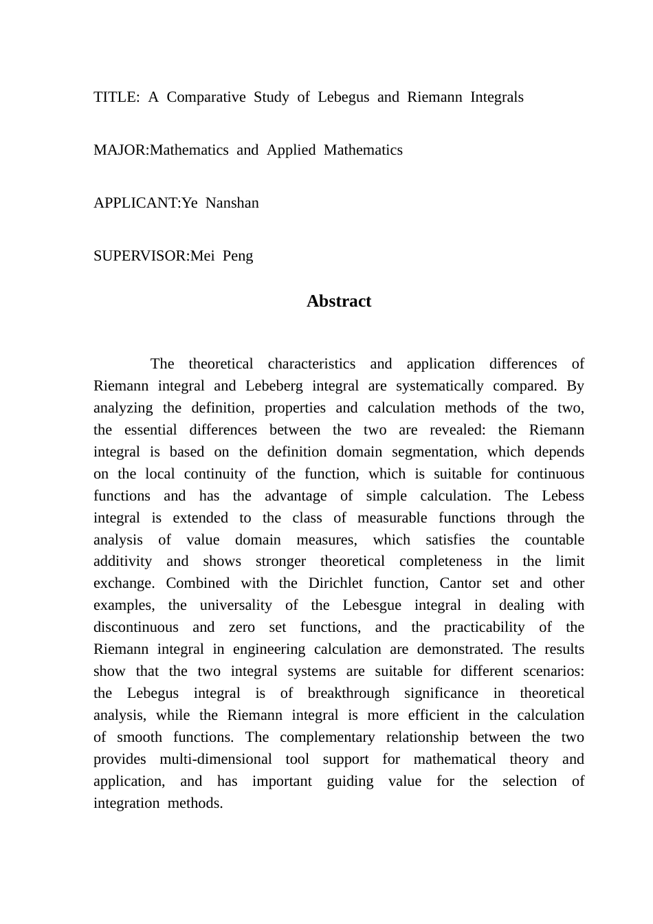 25年CH数学与应用数学 黎曼积分和勒贝格积分的比较研究终稿-约11158字符.docx_第2页
