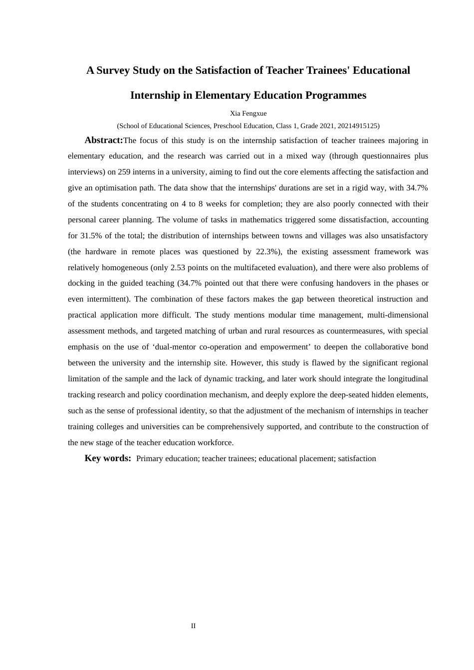 25年CH小学教育-小学教育；师范生；教育实习；满意度(终)-约29110字符.docx_第2页