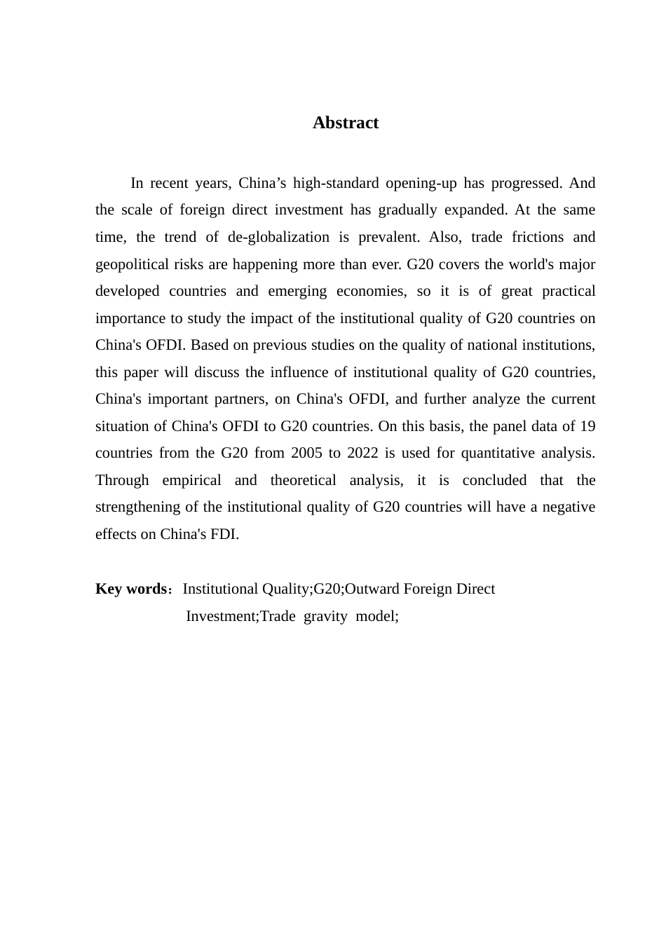 25年CH国际经济与贸易 G20国家制度质量对中国对外直接投资的影响研究终稿-约19752字符.docx_第4页