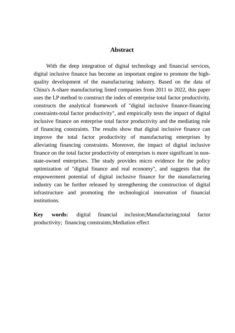 25年CH经济统计学 数字普惠金融对制造业企业全要素生产率的影响研究-约12562字符.docx_第3页