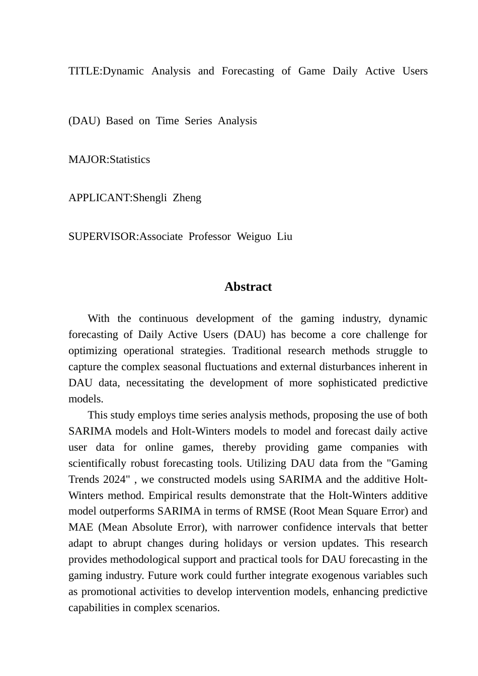 25年CH统计学 基于时间序列分析的游戏用户日活跃数动态分析与预测研究终稿-约20183字符.docx_第2页