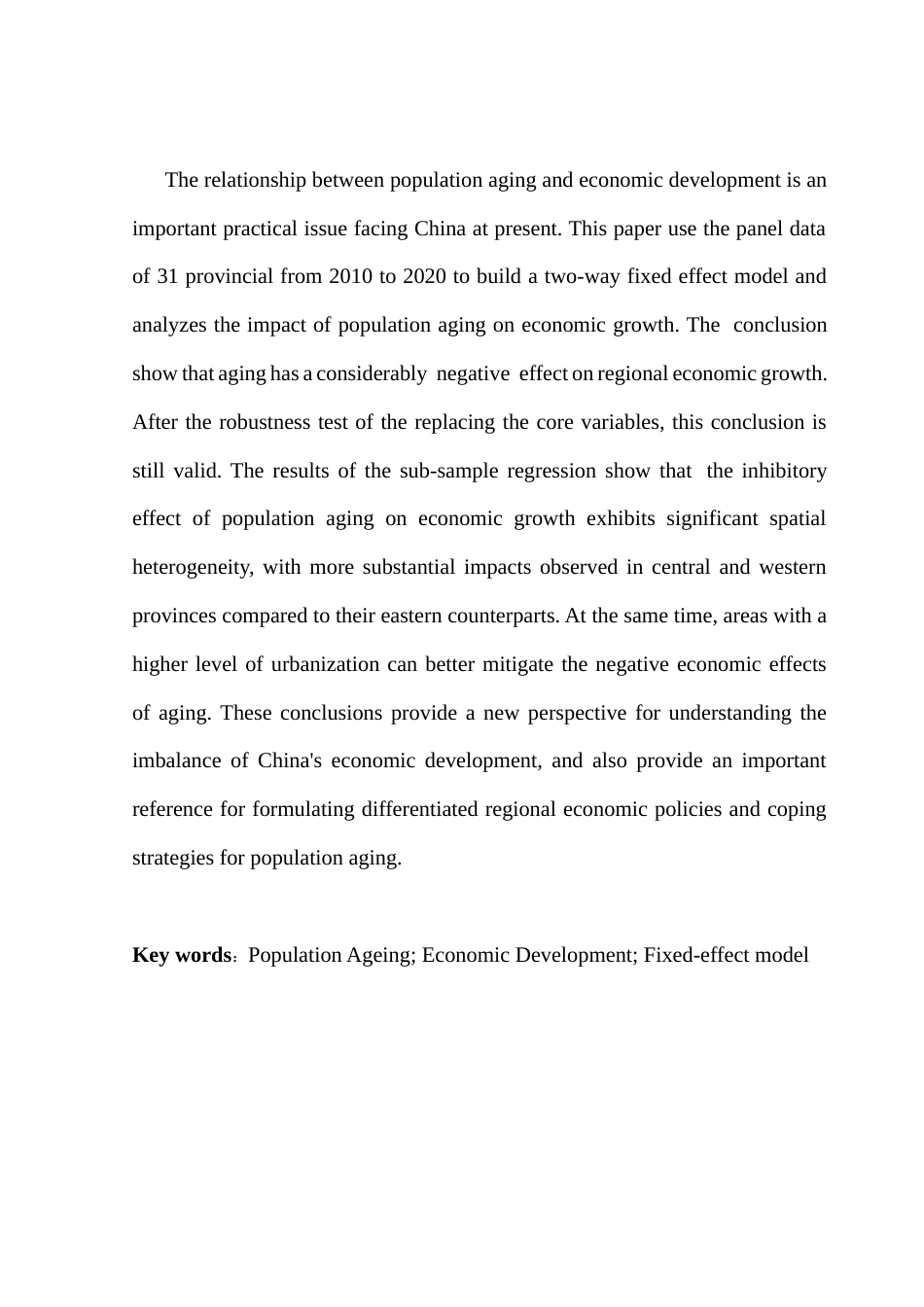 25年CH经济统计学 关键词：人口老龄化；经济发展；固定效应模型-约10557字符.docx_第3页