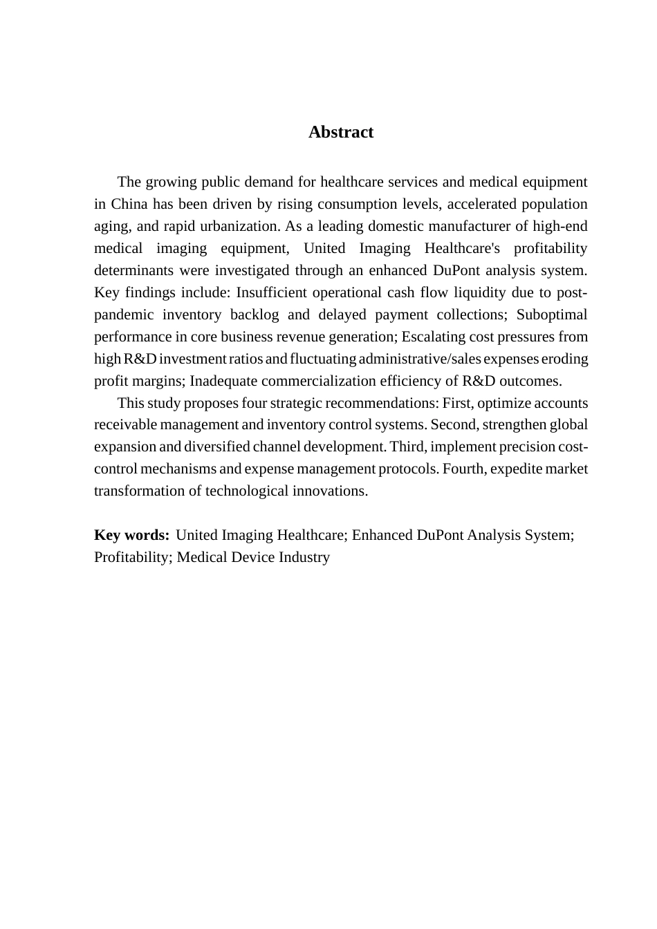 25年CH财务管理 基于改进杜邦分析体系的联影医疗盈利能力研究终稿-约25854字符.docx_第3页