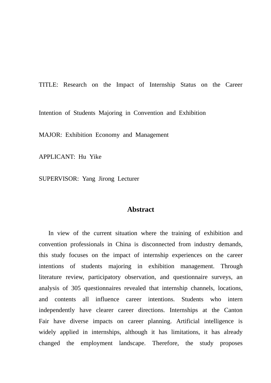 25年CH会展经济管理 会展专业学生实习状况对其在会展择业意向的影响研究终稿-约31293字符.docx_第2页