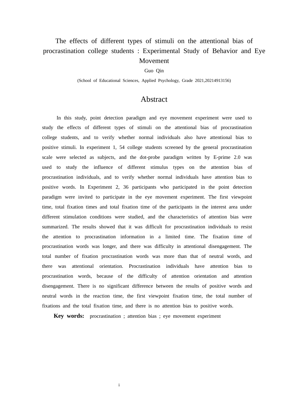 25年CH应用心理学 关键词：拖延；注意偏向；眼动实验终稿-约16909字符.docx_第5页