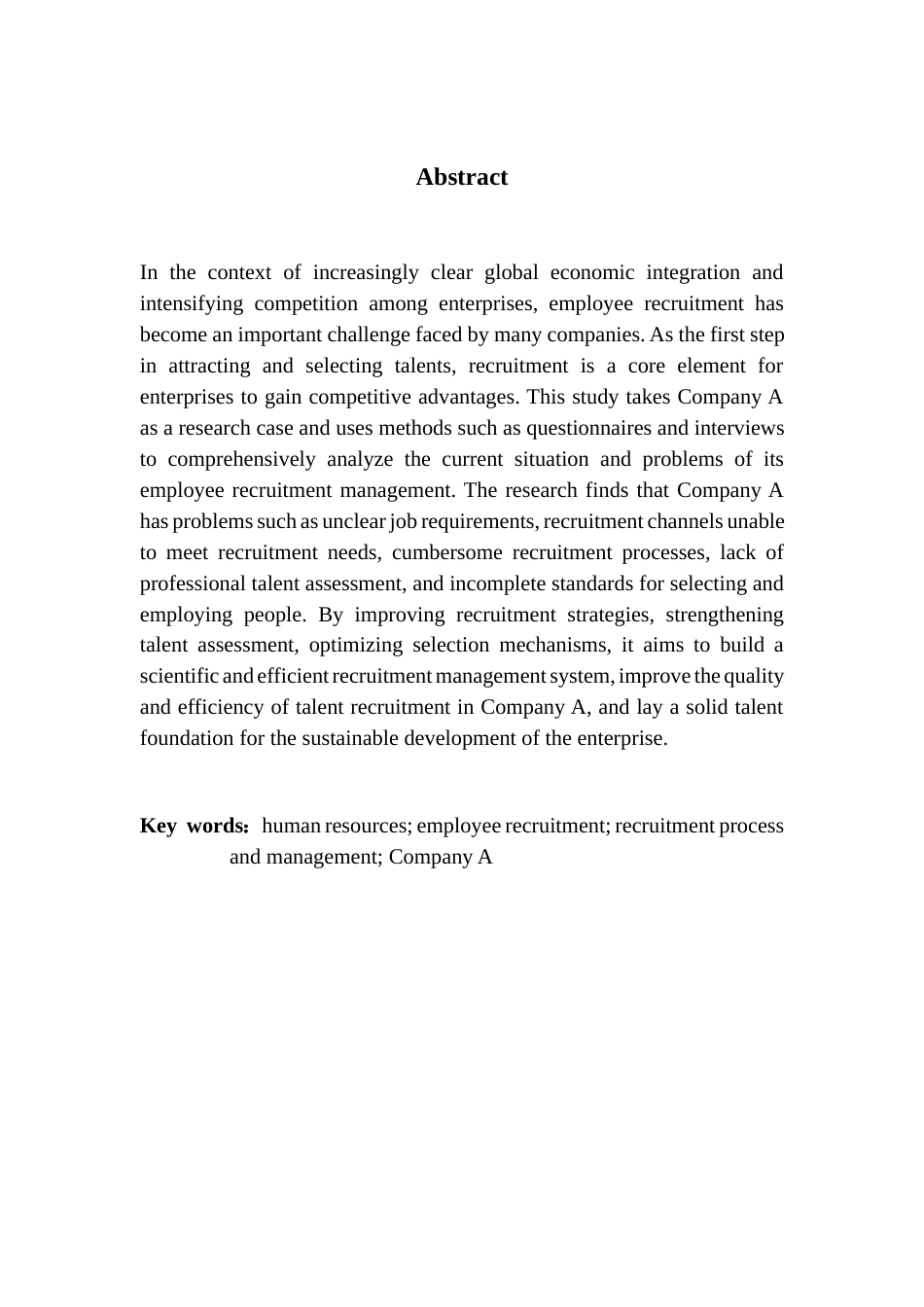 25年CH人力资源管理 关键词：人力资源；员工招聘；招聘流程与管理；A公司终稿-约14614字符.docx_第2页