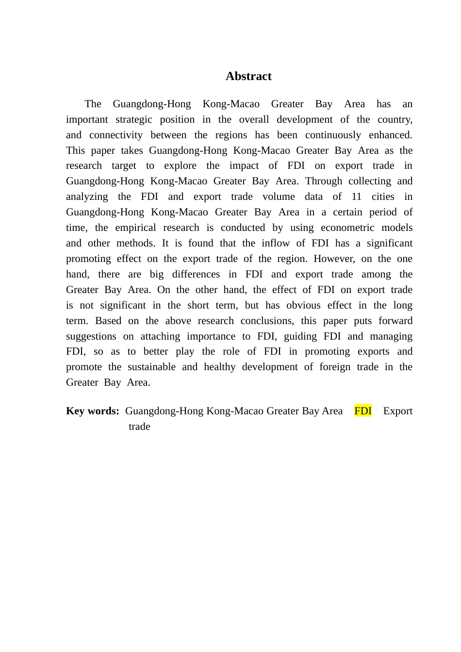 25年CH国际商务 粤港澳大湾区FDI对出口贸易的影响研究终稿-约12832字符.docx_第2页