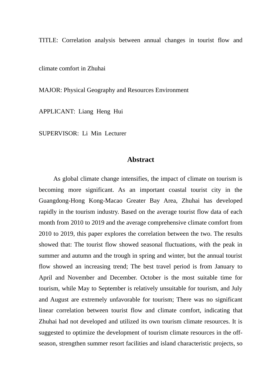 25年CH自然地理与资源环境 关键词：旅游气候舒适度；旅游客流量；珠海市终稿-约17312字符.docx_第2页