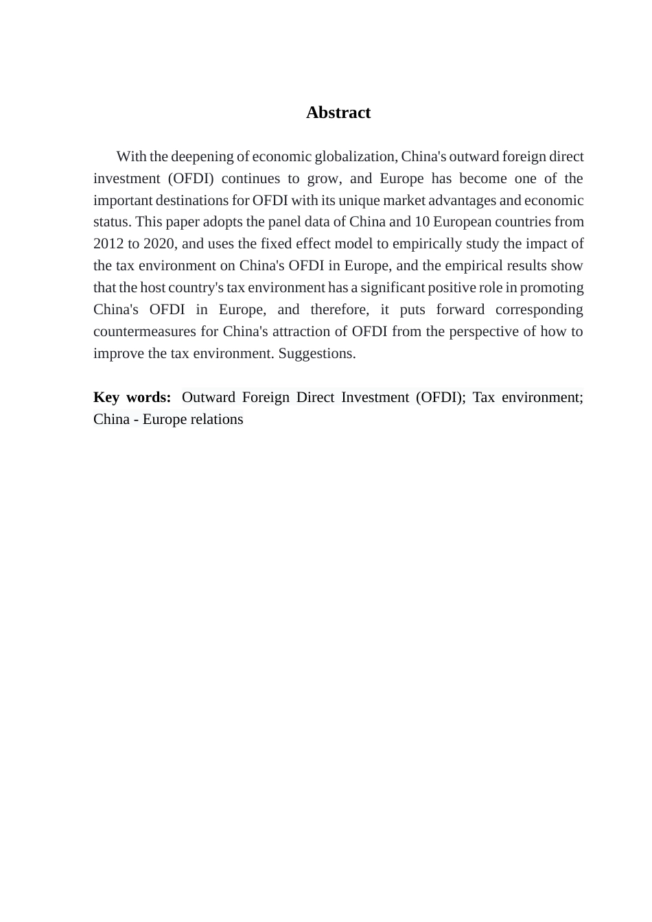 25年CH国际经济与贸易 东道国税收环境对OFDI的影响研究-以欧洲为例（最终提交）2025-约12700字符.docx_第4页