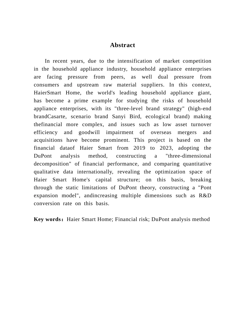 25年CH会计学 基于杜邦分析方法的财务风险识别和应对研究-以海尔智家为例-约13316字符.doc_第3页