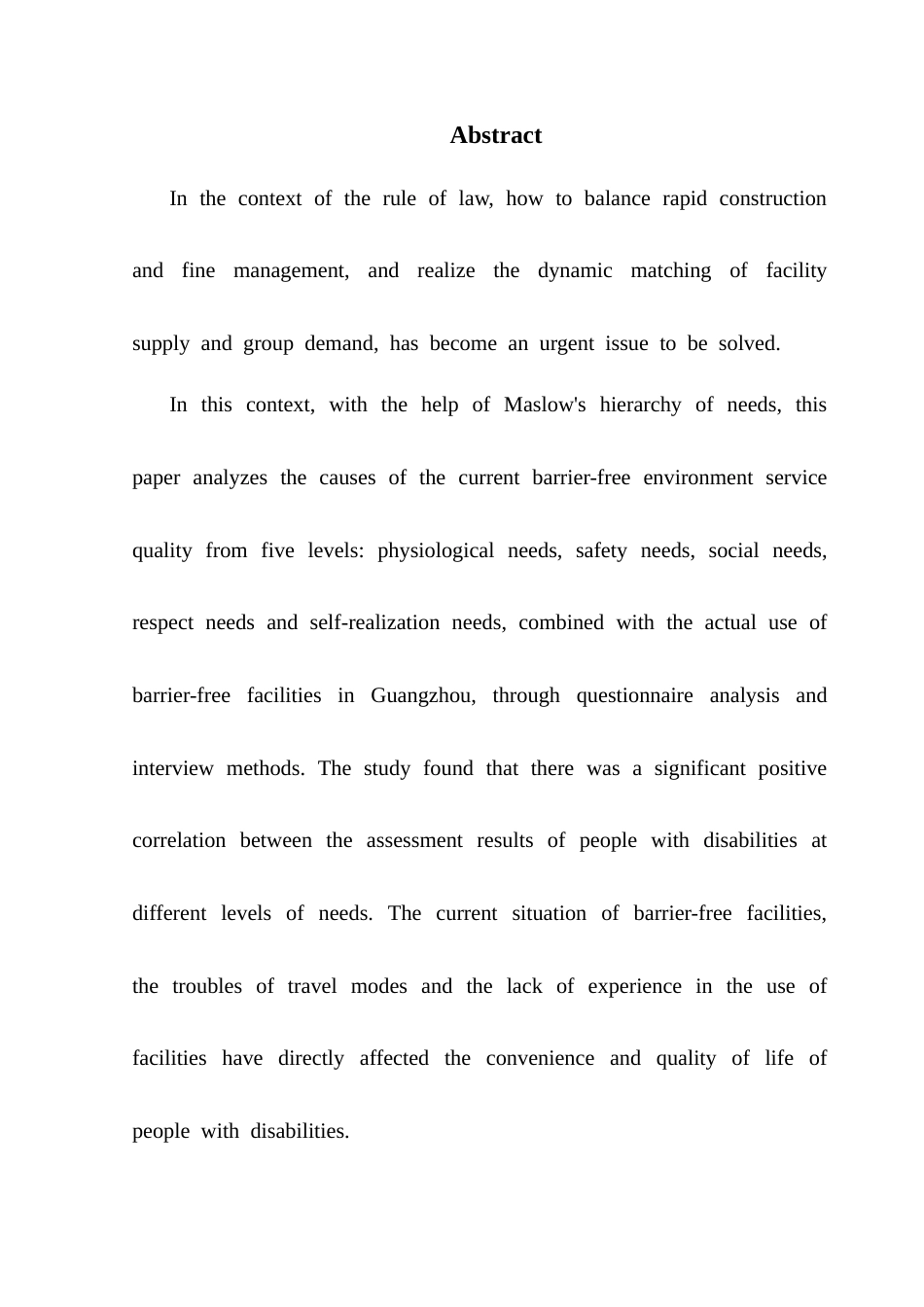 25年CH城市管理 关键词：无障碍设施；城市无障碍环境；马斯洛需求层次理论终稿-约22363字符.docx_第4页