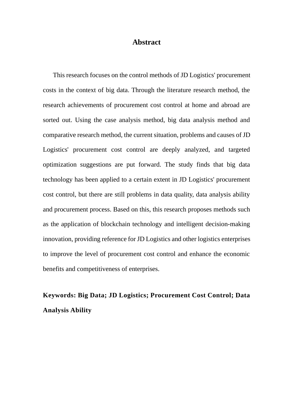 25年CH物流管理 关键词：大数据；京东物流；采购成本控制；数据分析能力-约12085字符.docx_第3页