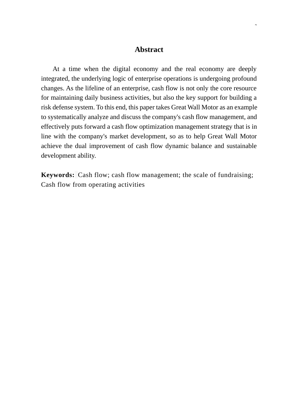 25年CH会计学 企业现金流量管理问题及对策研究——以长城汽车股份有限公司为例终稿-约13303字符.docx_第2页