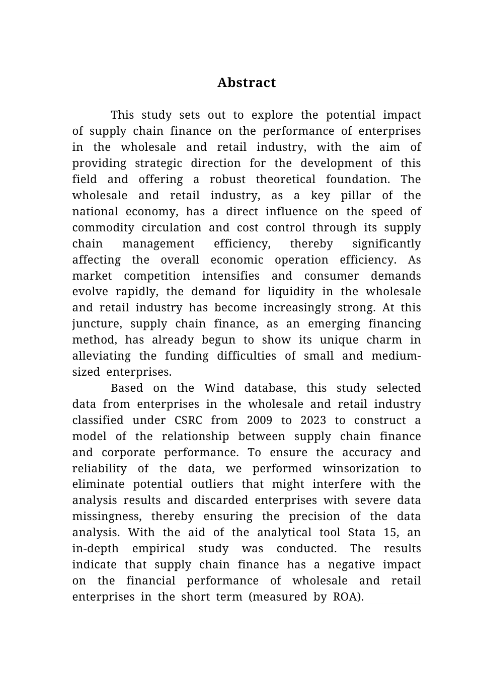25年CH金融学 关键词：供应链金融；企业绩效；批发和零售业；短期财务绩效终稿-约15846字符.docx_第3页