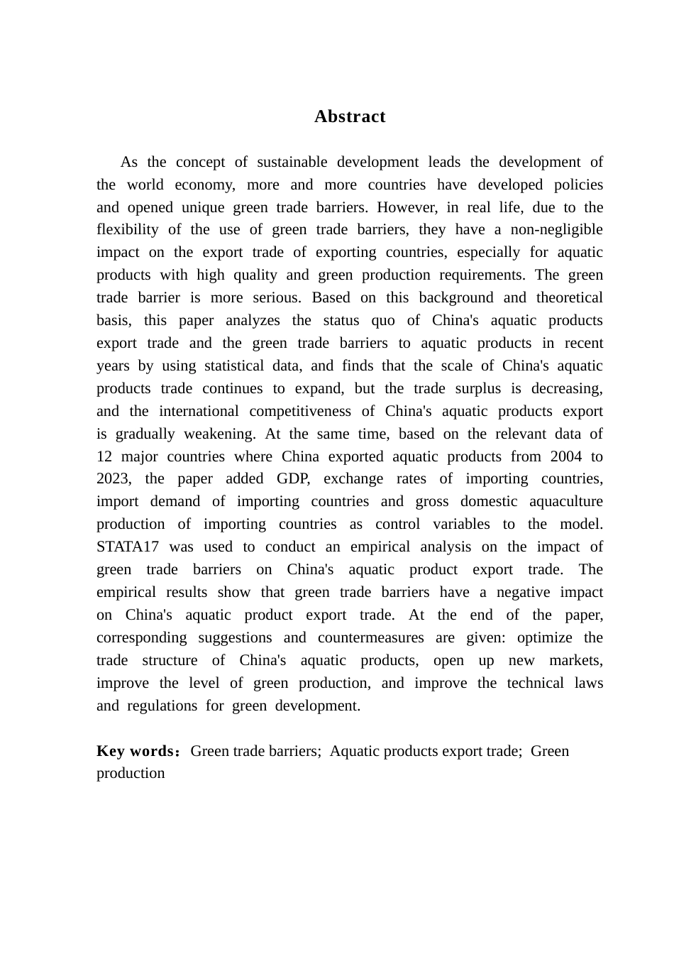 25年CH国际经济与贸易 李巧巧绿色贸易壁垒对中国水产品出口贸易的影响研究终稿-约12058字符.docx_第3页