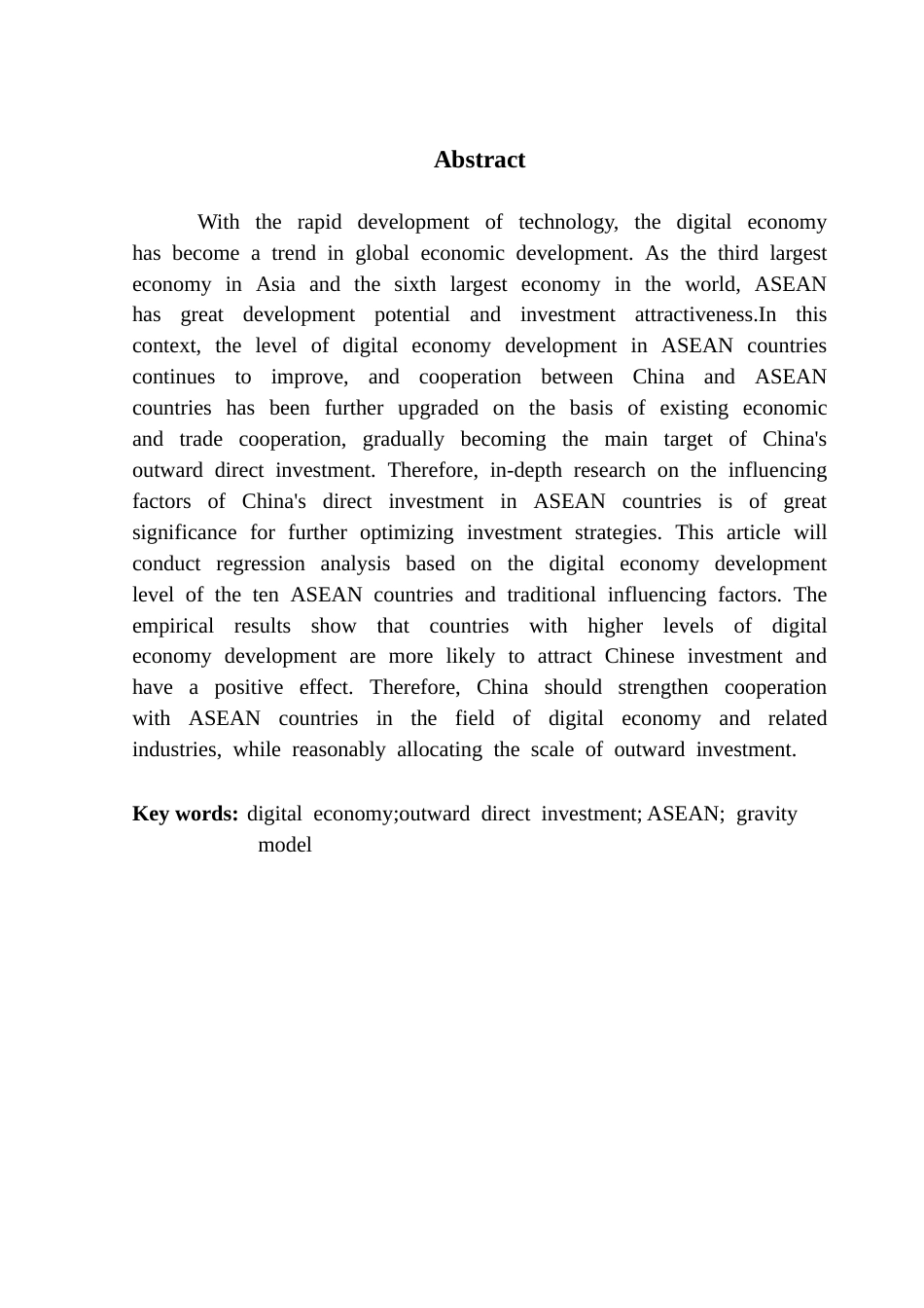 25年CH国际商务 东盟数字经济发展水平对中国对外直接投资的影响因素研究终稿-约14875字符.docx_第2页